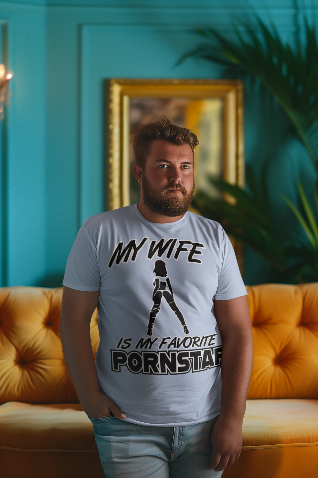 Funny Unisex Jersey Tee - "My Wife is My Favorite Pornstar"