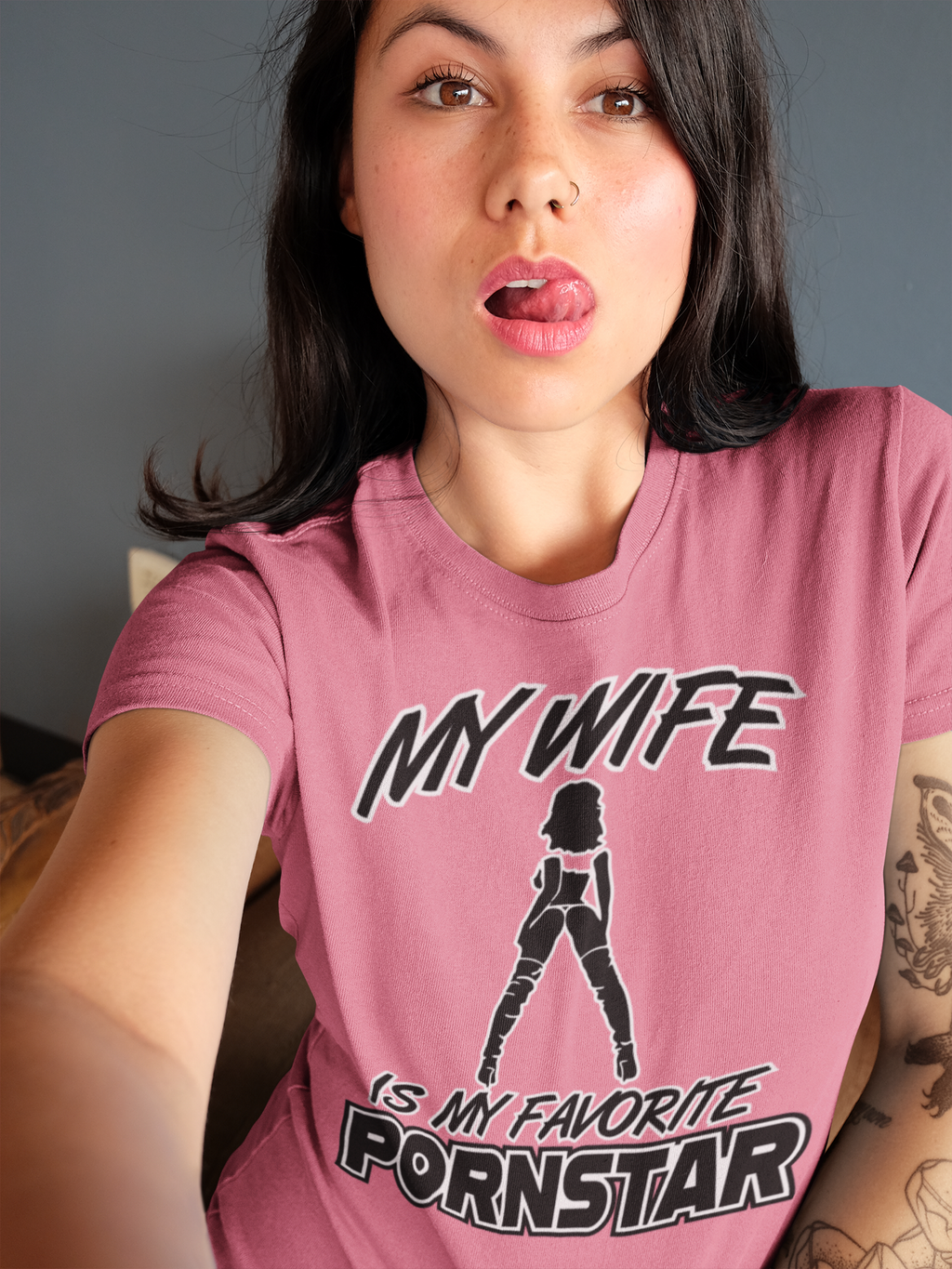 Funny Unisex Jersey Tee - "My Wife is My Favorite Pornstar"