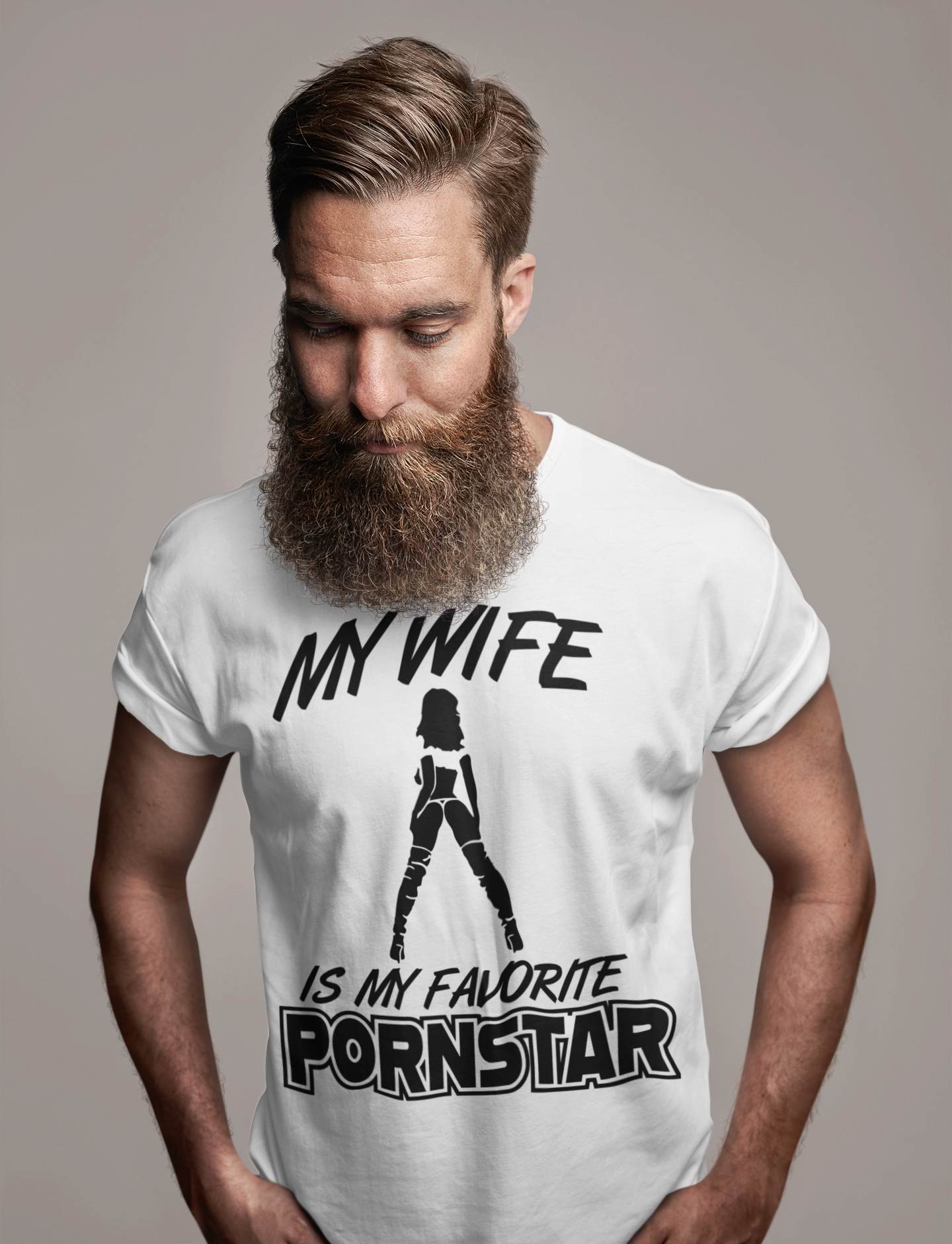 Funny Unisex Jersey Tee - "My Wife is My Favorite Pornstar"