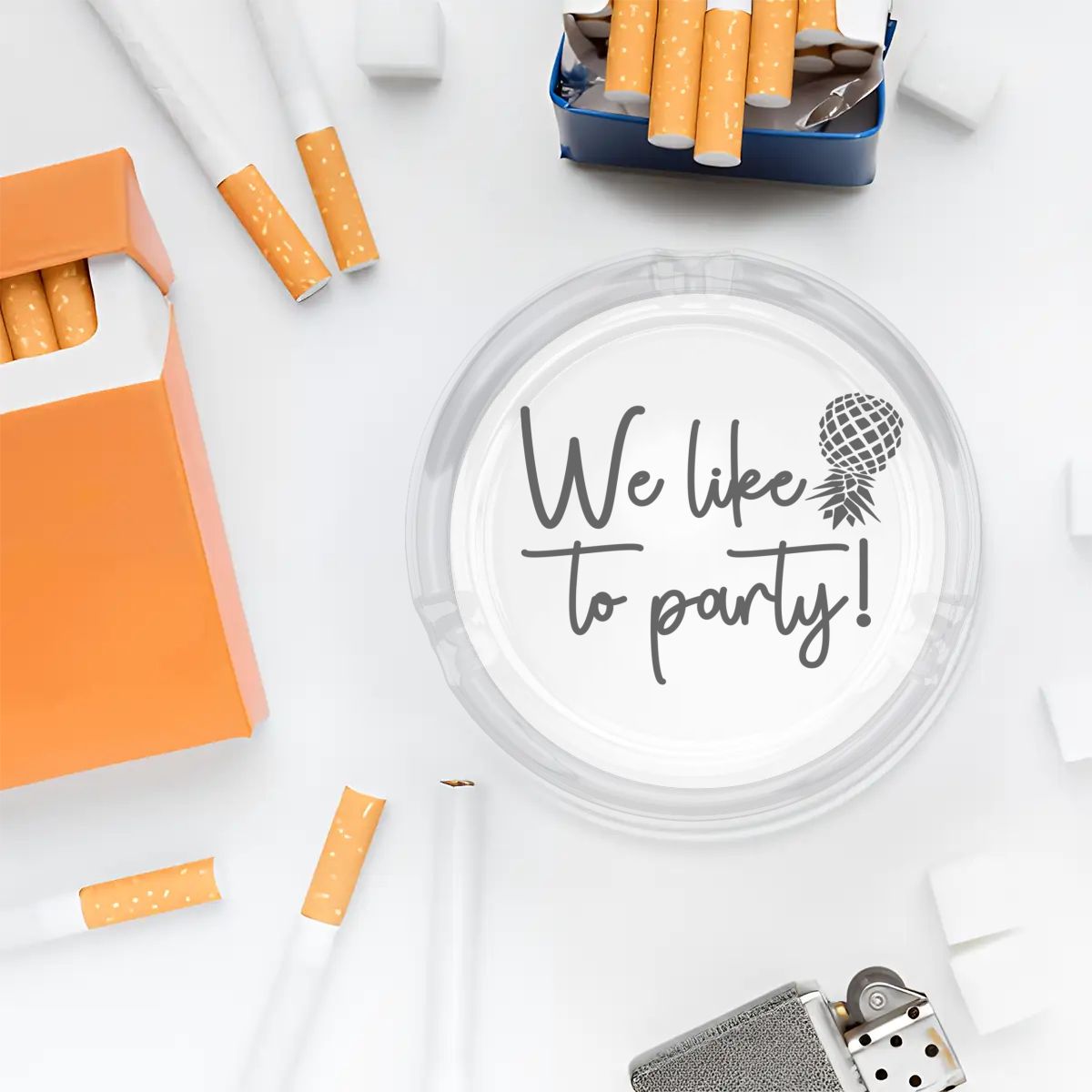 We Like to Party Round Glass Ashtray
