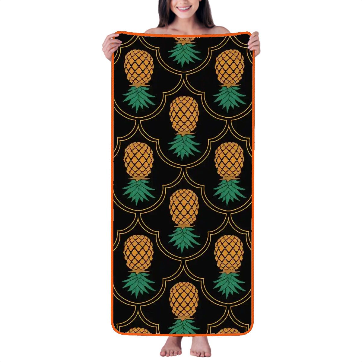 Fancy Upside-Down Pineapple Coral Fleece Bath Towels 55"x27"