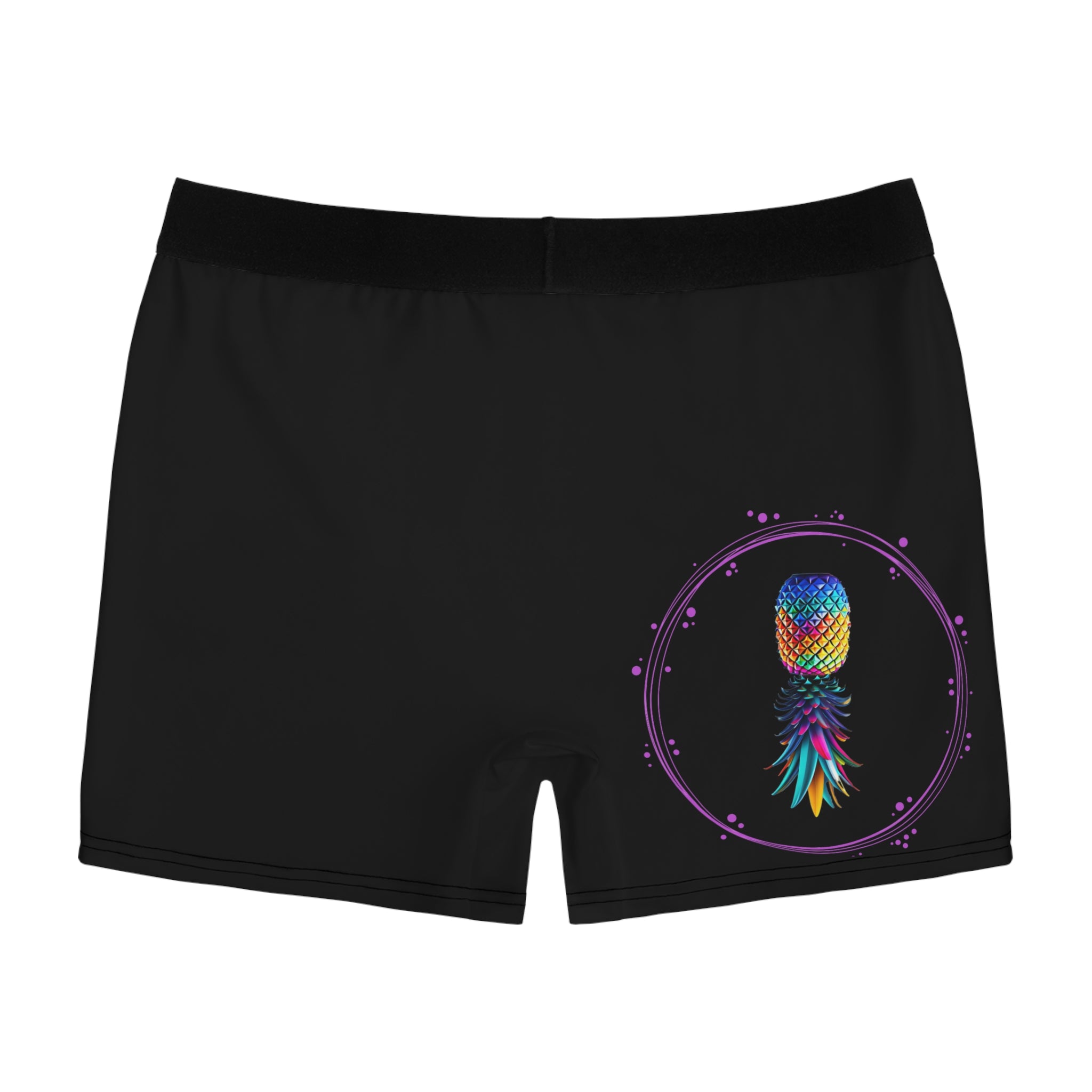 Fun Men's Boxer Briefs - Caution: May Become Ad"Dick"tive with Rainbow Pineapple Design