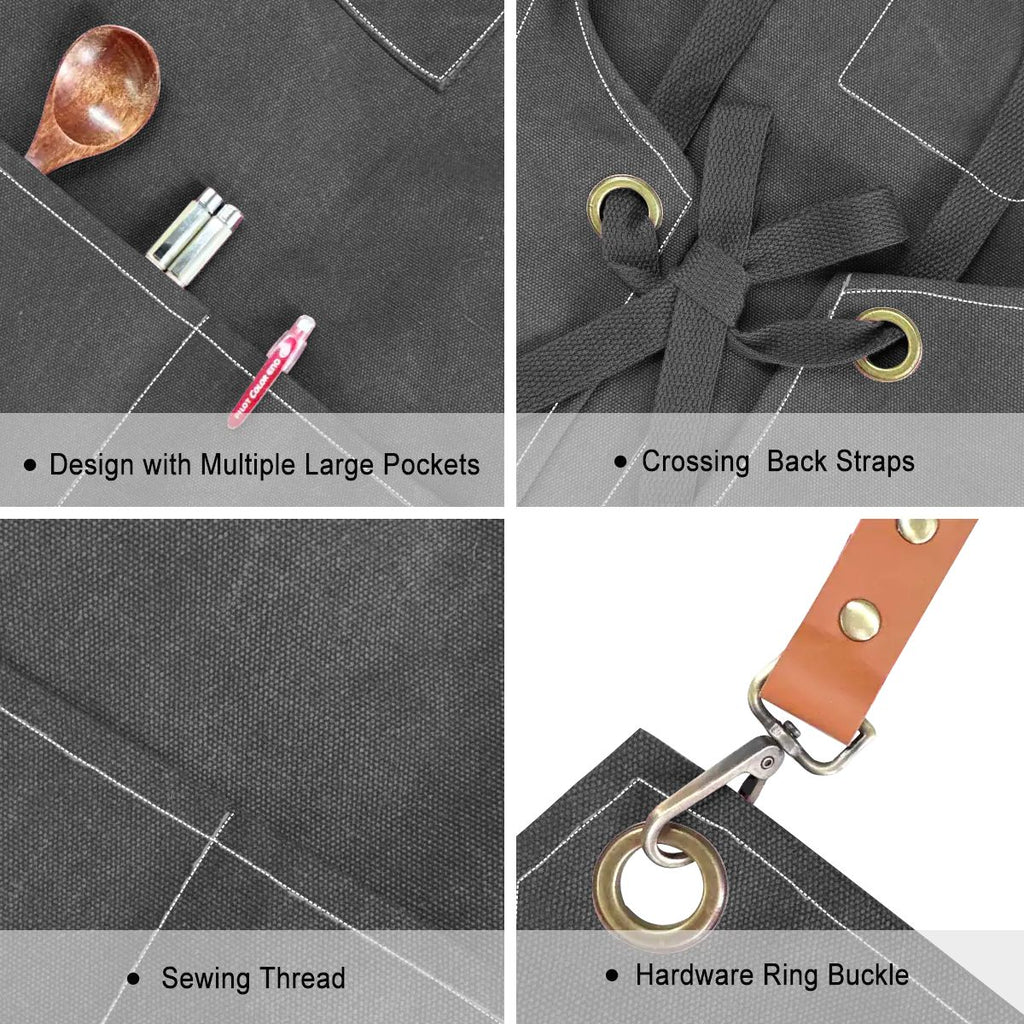 Upside Down Pineapple Unisex Canvas Cross Back Apron with Pockets