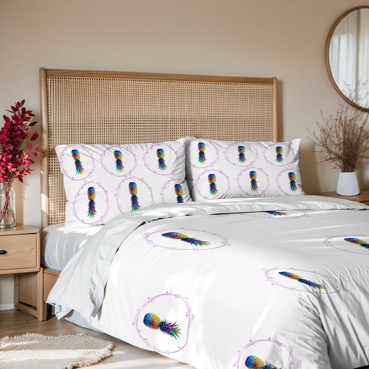 Upside Down Pineapple King Duvet Cover Set