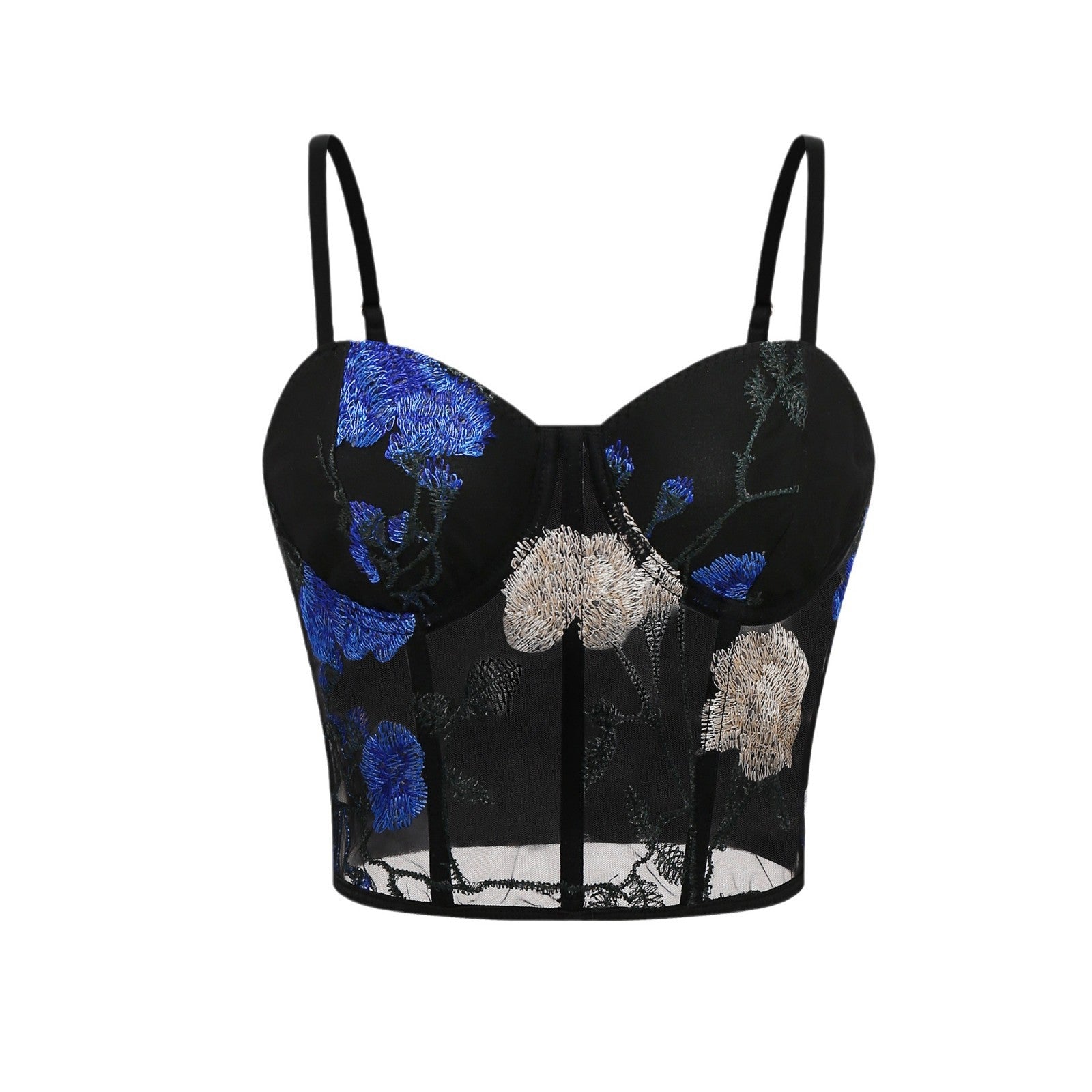 Flower embroidery suspender