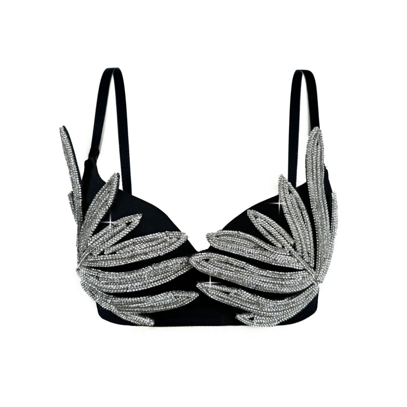 Evening Dress Party Black High-Design Silver 3D Rhinestone Outerwear Shaping Bra