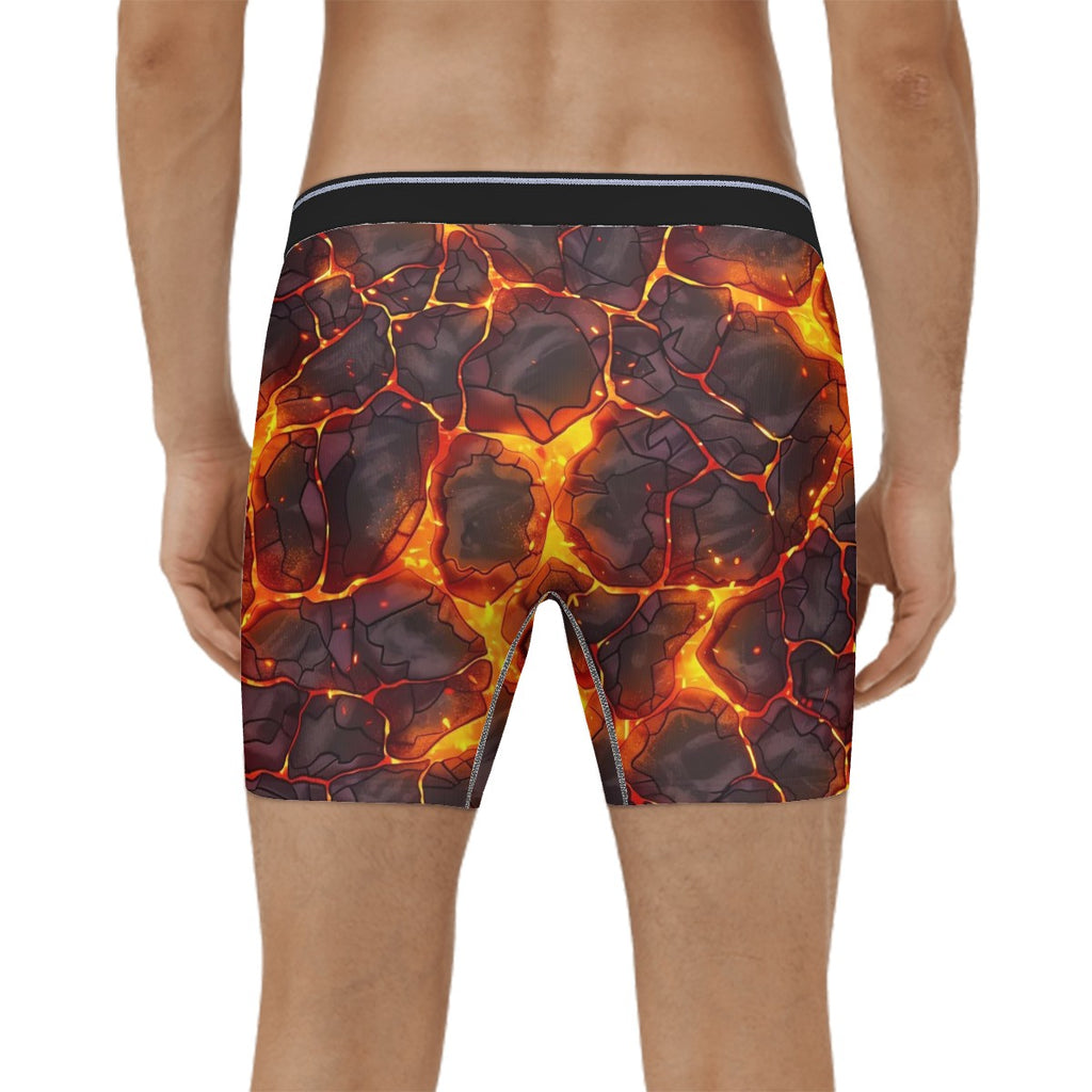 Extended Men's Boxer Briefs-Lava Pattern