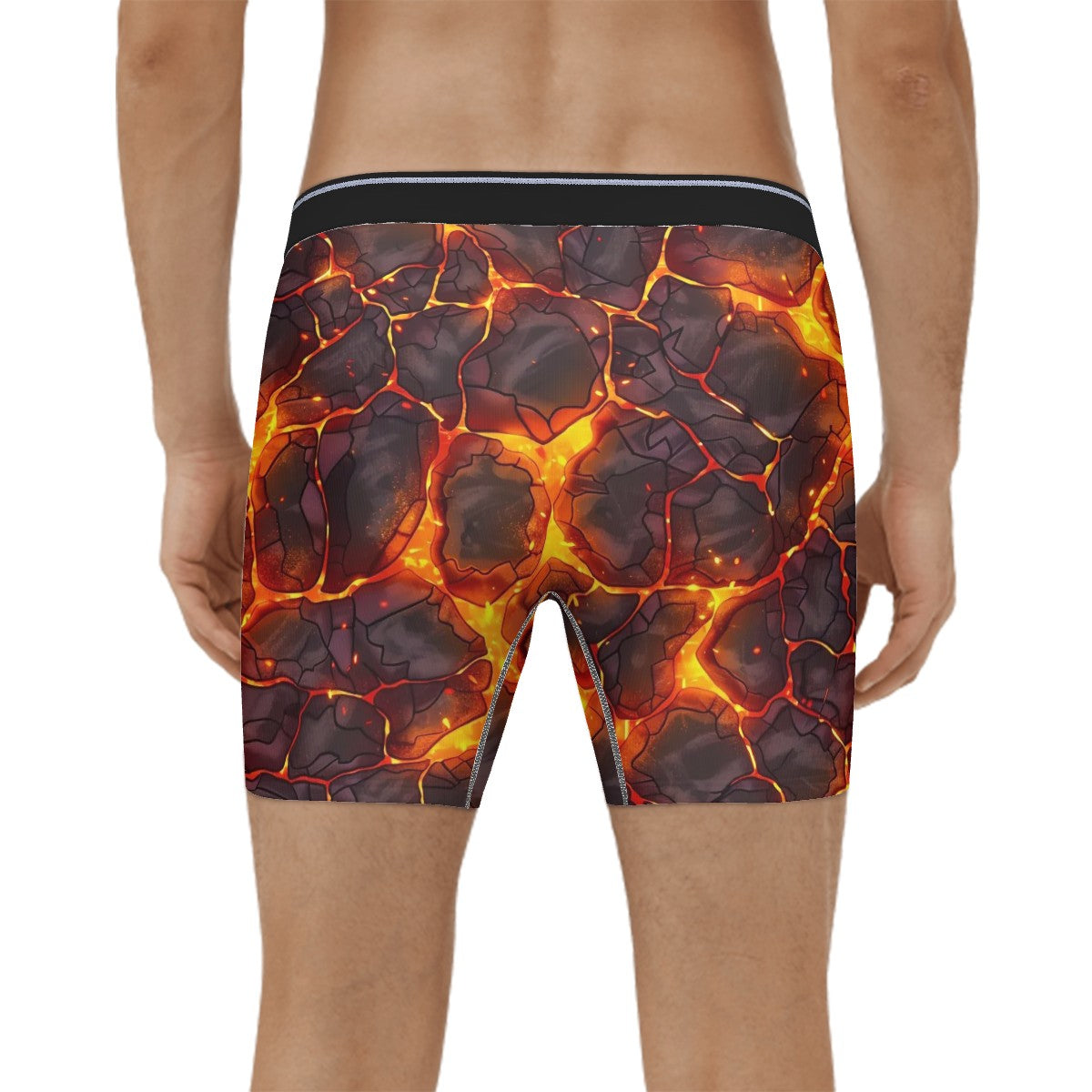 Extended Men's Boxer Briefs-Lava Pattern