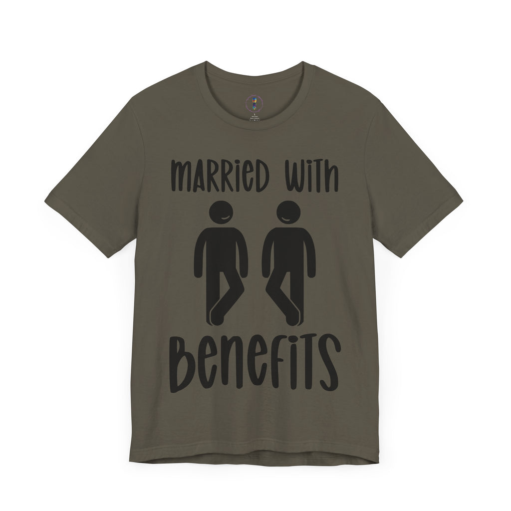Funny 'Married with Benefits' Unisex Jersey Tee - Perfect for Couples & Anniversaries