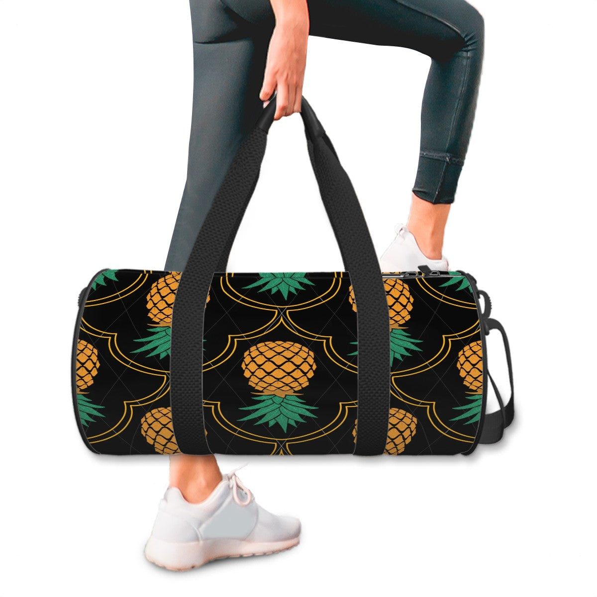 Luxury Upside Down Pineapple Cylinder Duffle Bag Large Capacity
