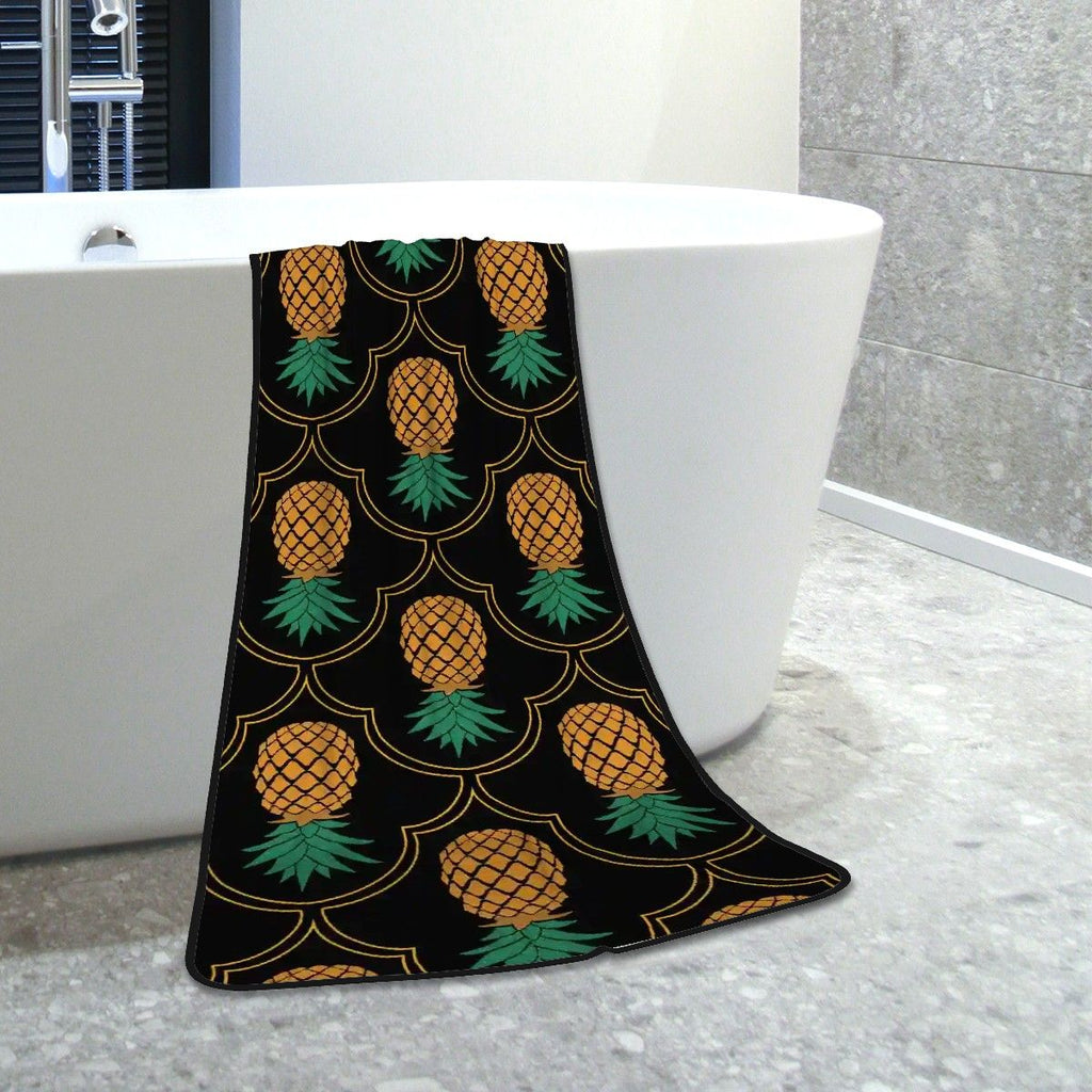Fancy Upside-Down Pineapple Coral Fleece Bath Towels 55"x27"