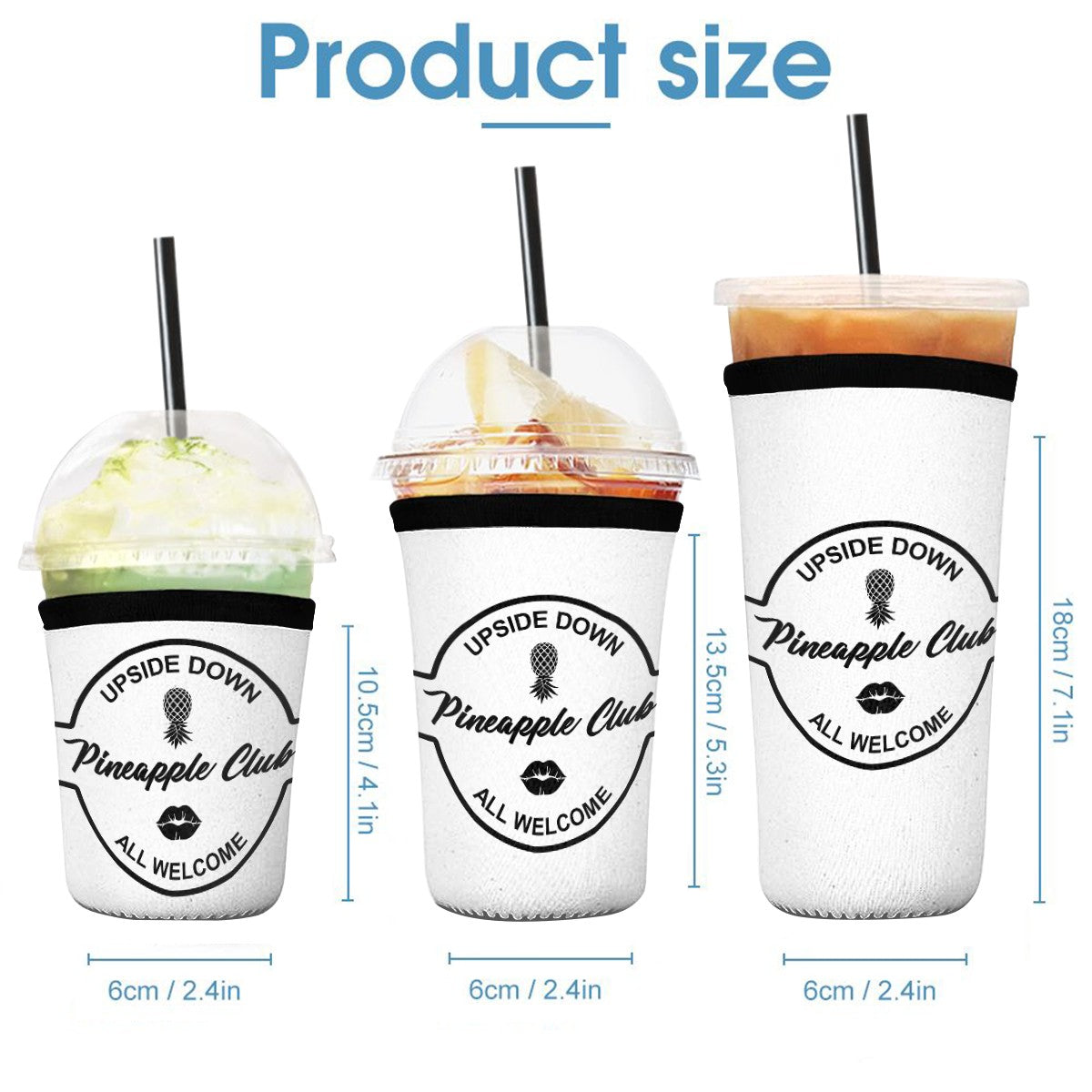 Upside Down Club Neoprene Koozies Cup Sleeve 3pcs