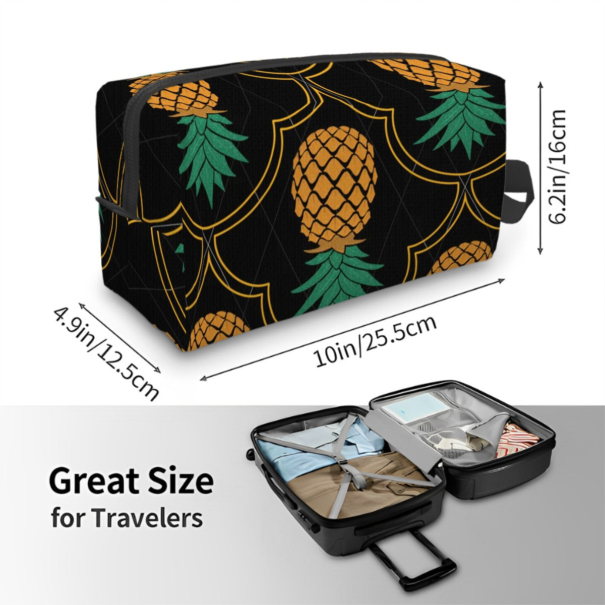 Colorful Pineapple Travel Toiletry Bag Portable Large Capacity