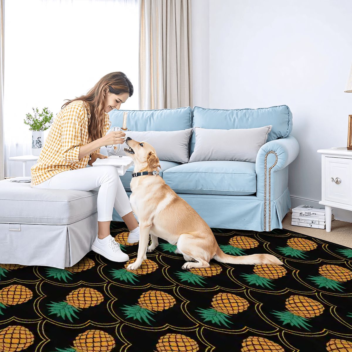 Elegant Upside-Down Pineapple Large Area Rug Floor Carpet (5:4)