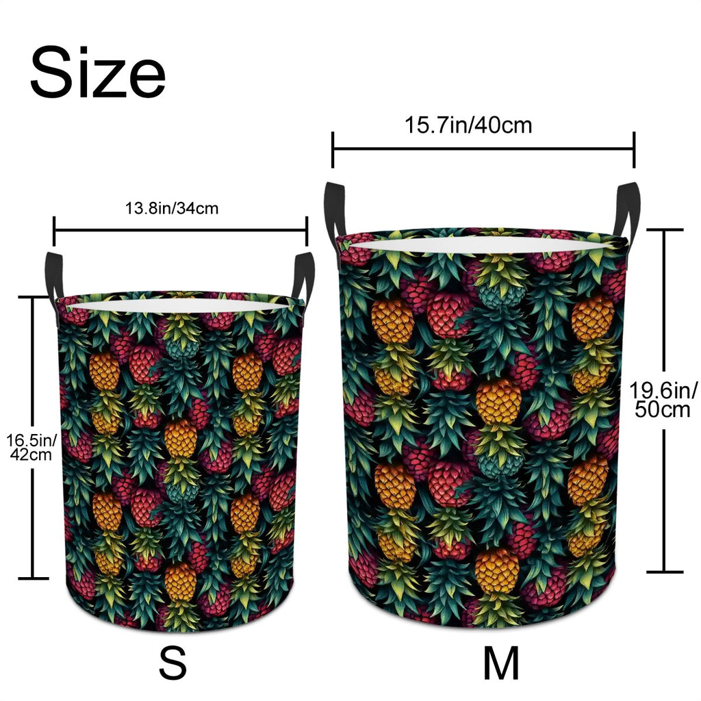 Colorful Upside-Down Pineapple Circular Laundry Basket