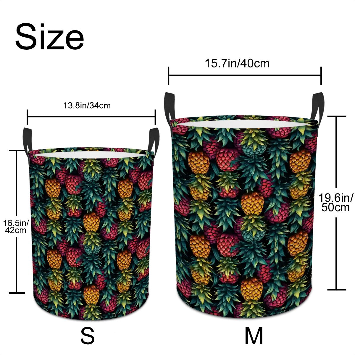 Colorful Upside-Down Pineapple Circular Laundry Basket
