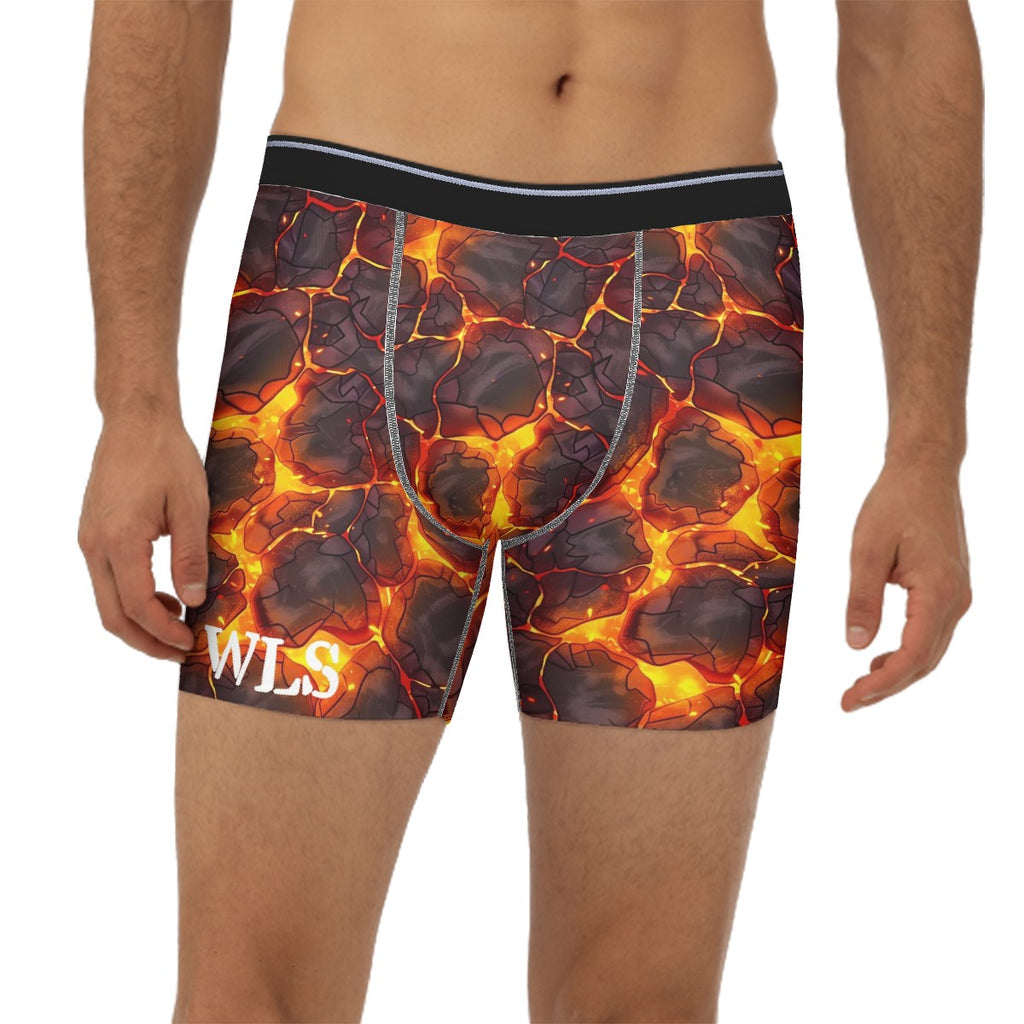Extended Men's Boxer Briefs-Lava Pattern