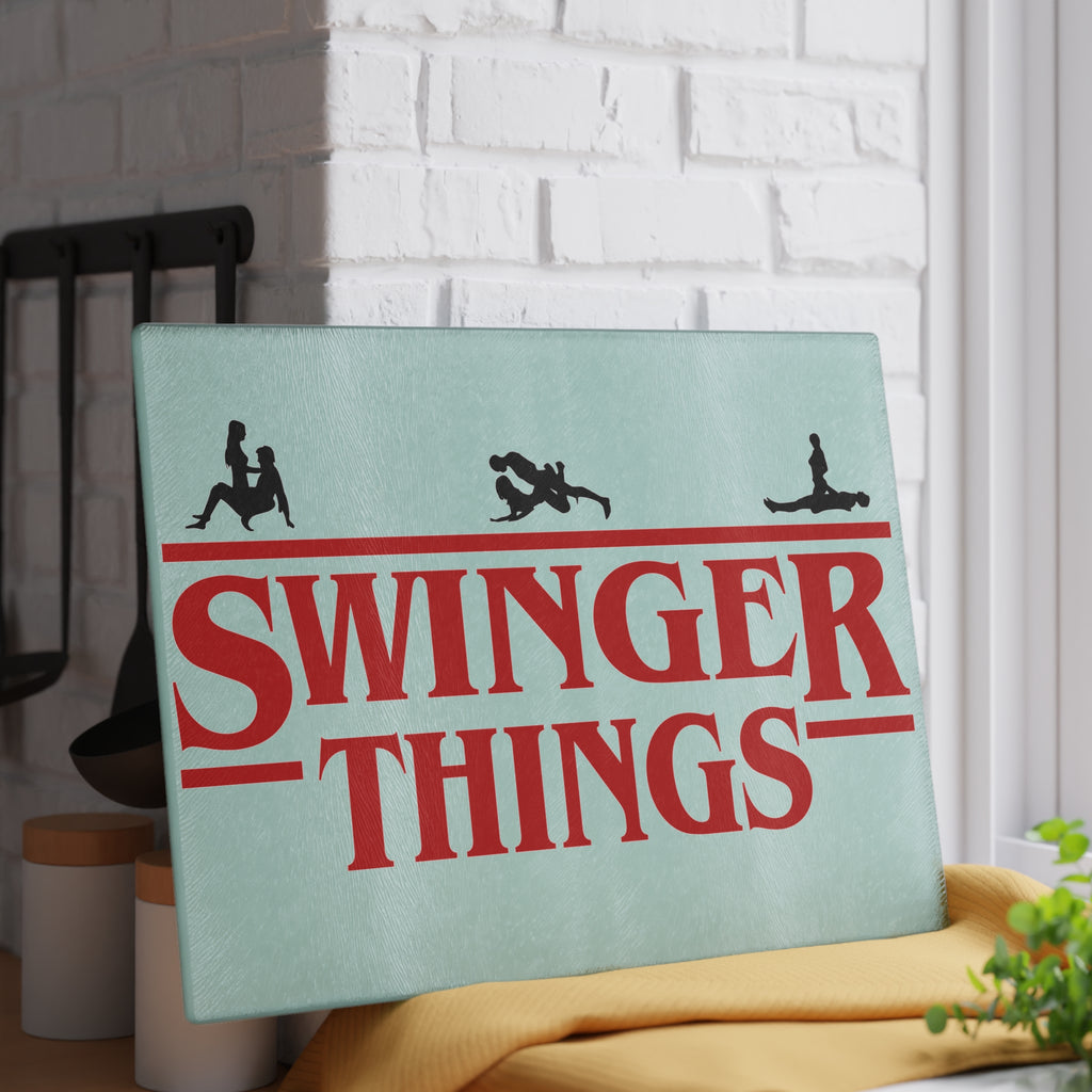 Funny Glass Cutting Board - 'Swinger Things' Kitchen Decor for Entertaining & Gifts