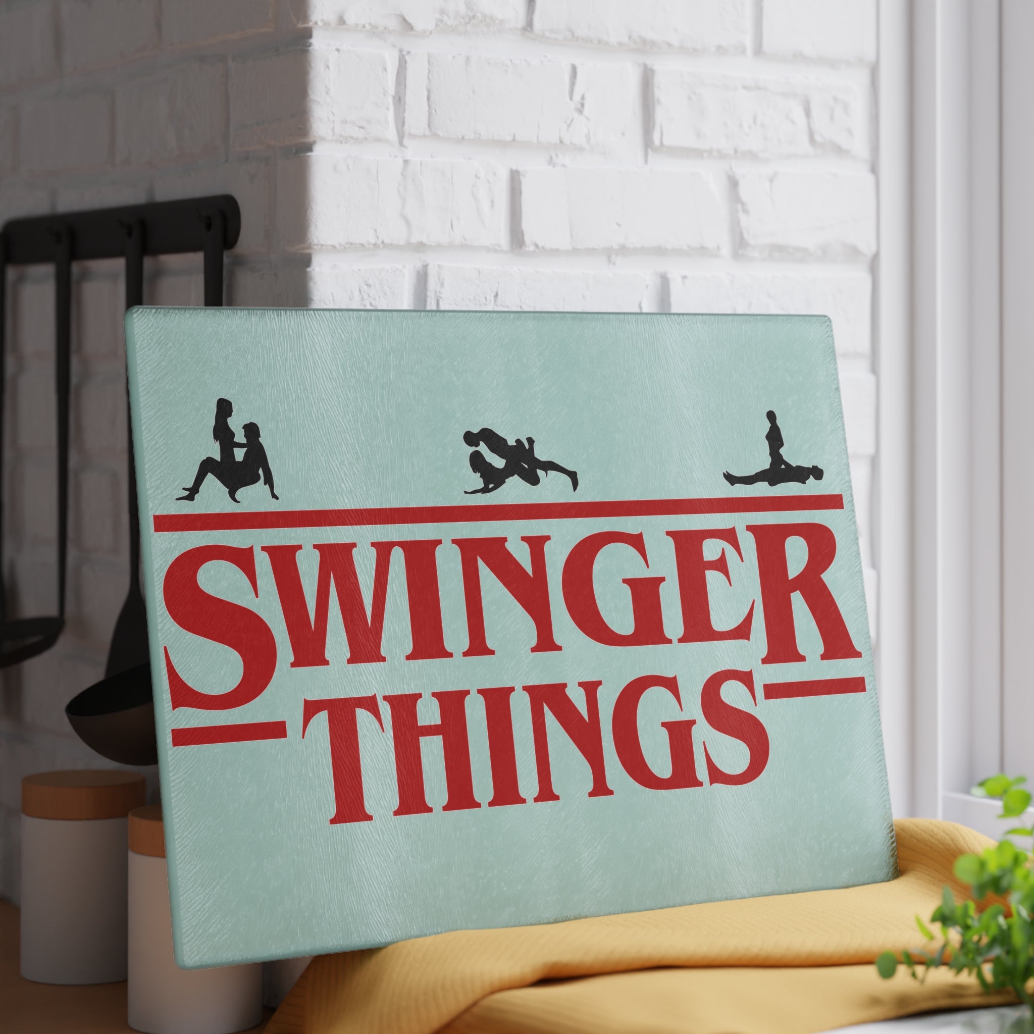 Funny Glass Cutting Board - 'Swinger Things' Kitchen Decor for Entertaining & Gifts