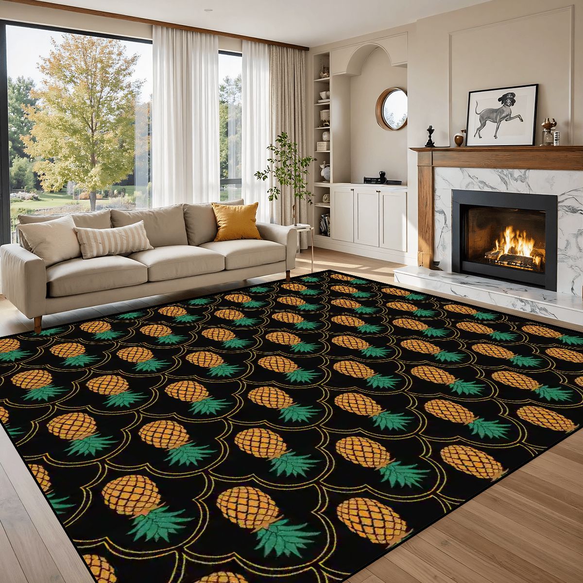 Elegant Upside-Down Pineapple Large Area Rug Floor Carpet (5:4)