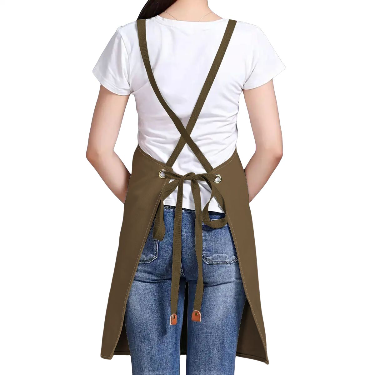 Upside Down Pineapple Unisex Canvas Cross Back Apron with Pockets