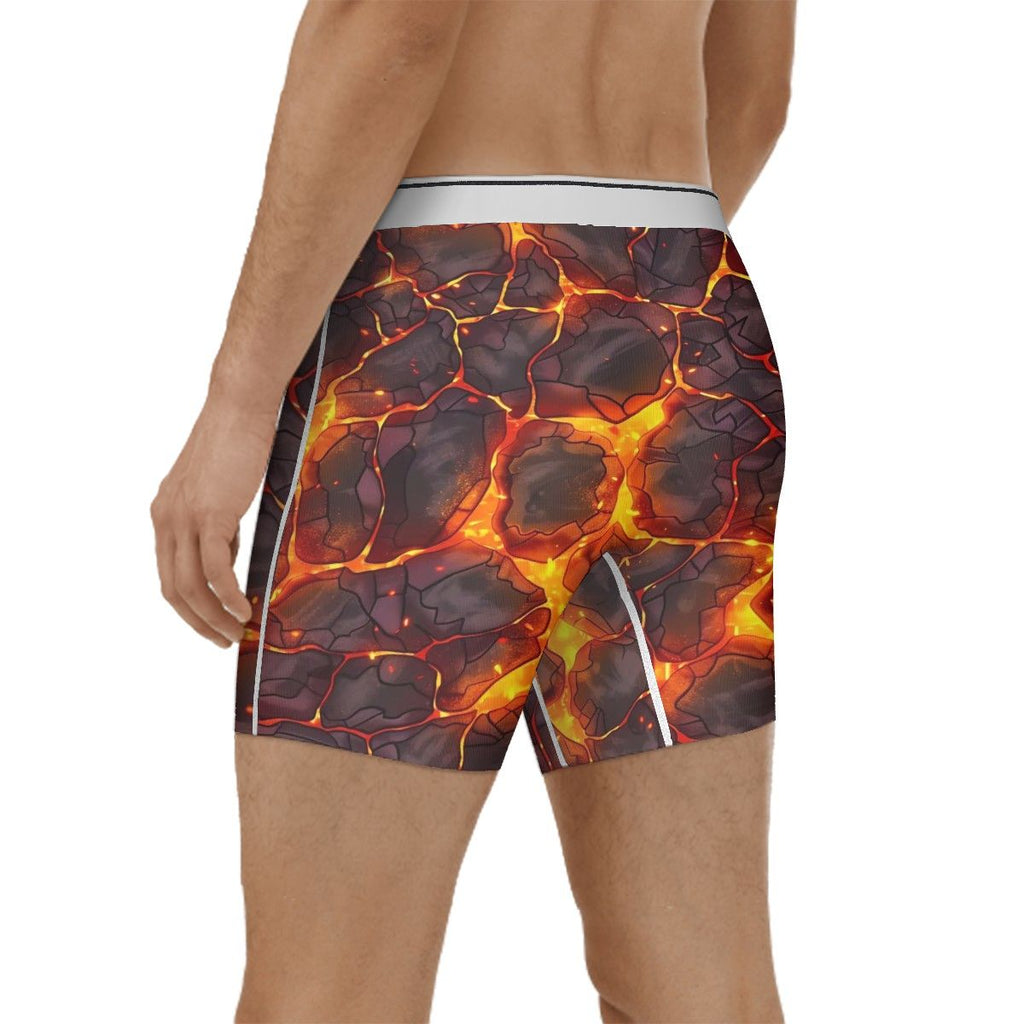 Extended Men's Boxer Briefs-Lava Pattern