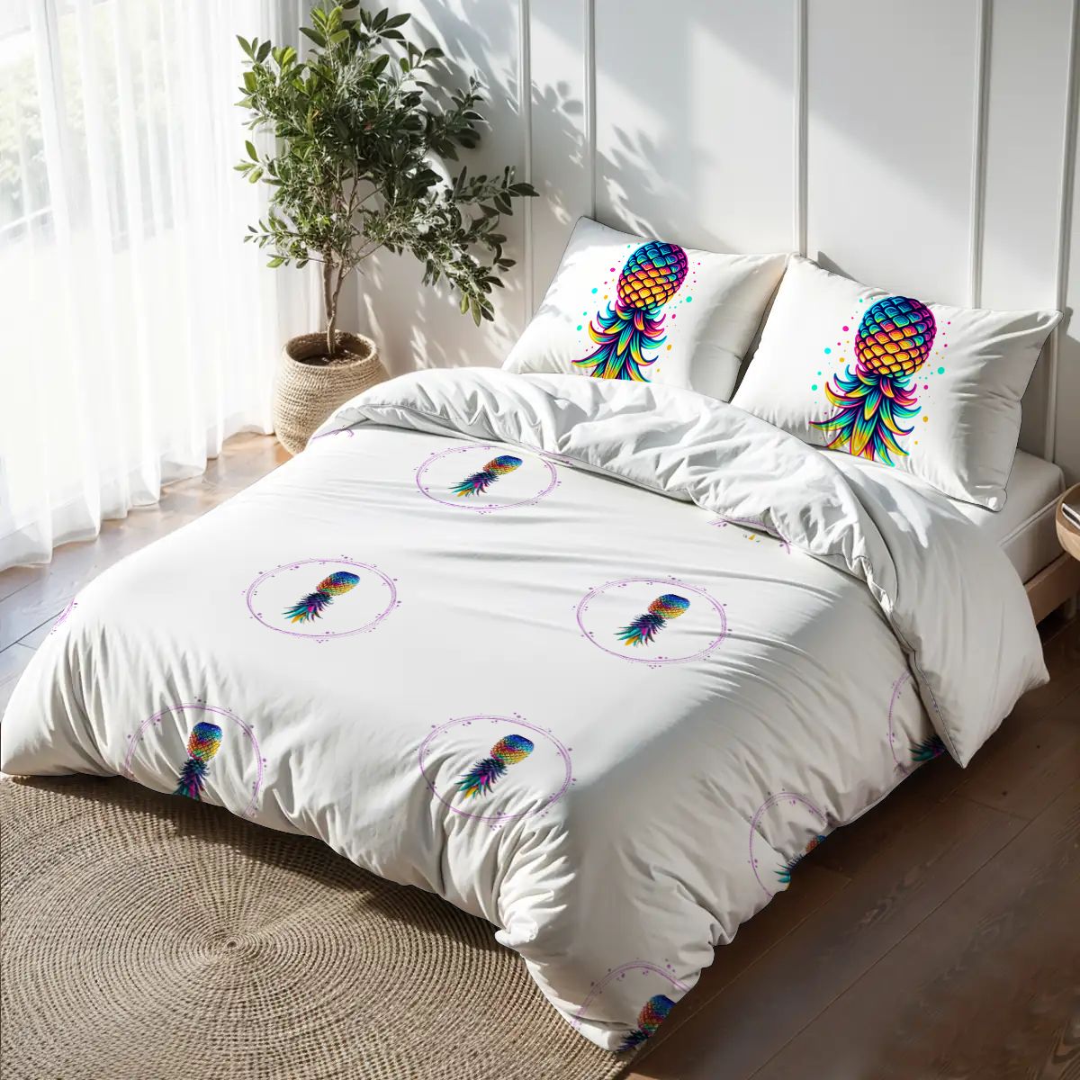 Upside Down Pineapple King Duvet Cover Set