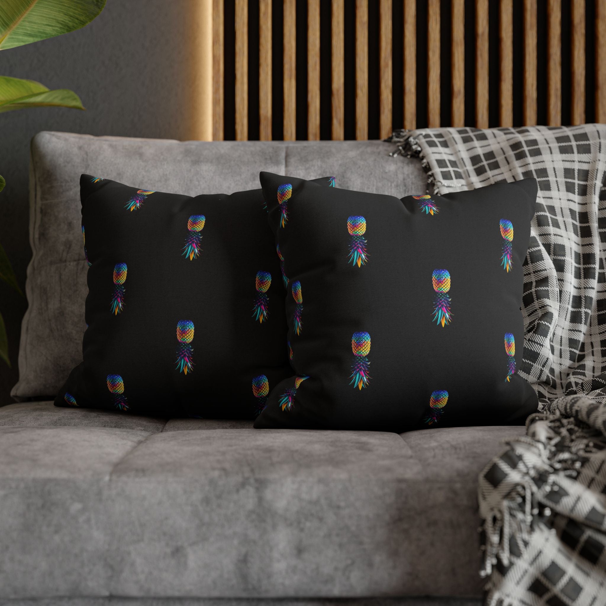 Spun Polyester Square Colorful Pineapple Pillowcase