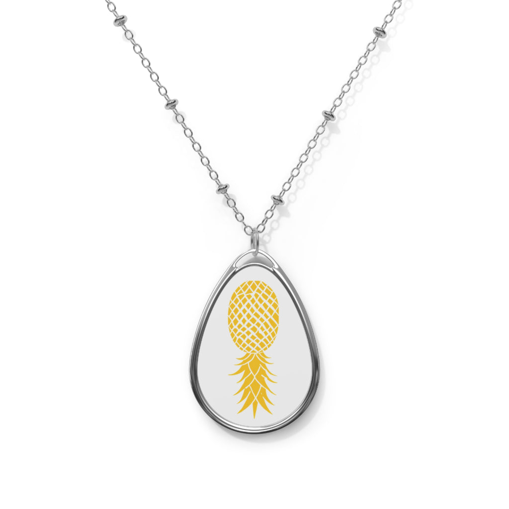 Oval Necklace - Golden Pineapple Design