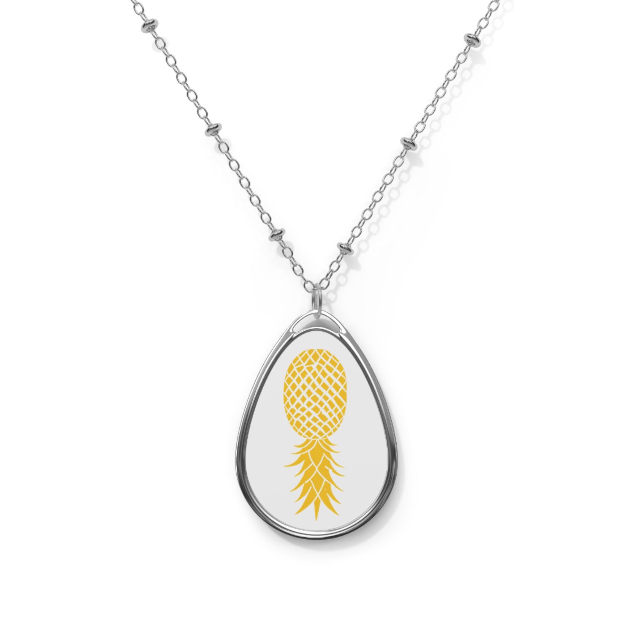 Oval Necklace - Golden Pineapple Design