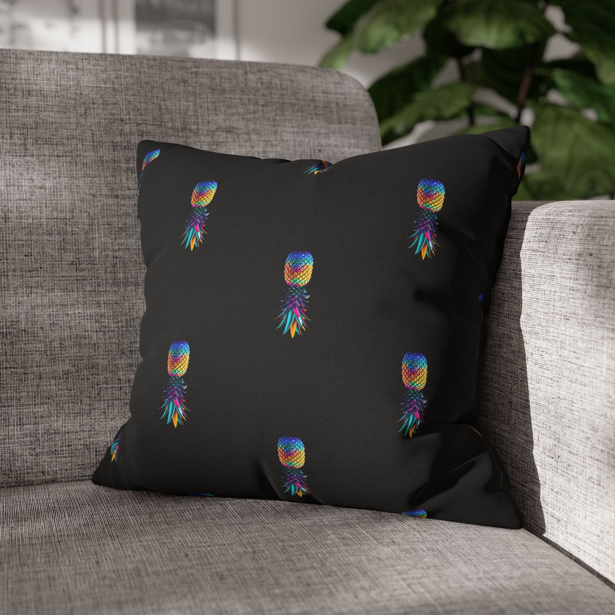Spun Polyester Square Colorful Pineapple Pillowcase
