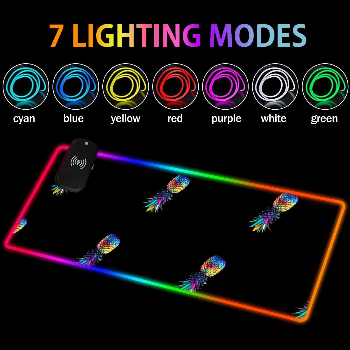 Colorful Pineapple Wireless Charging RGB Mouse Pad (9:4)