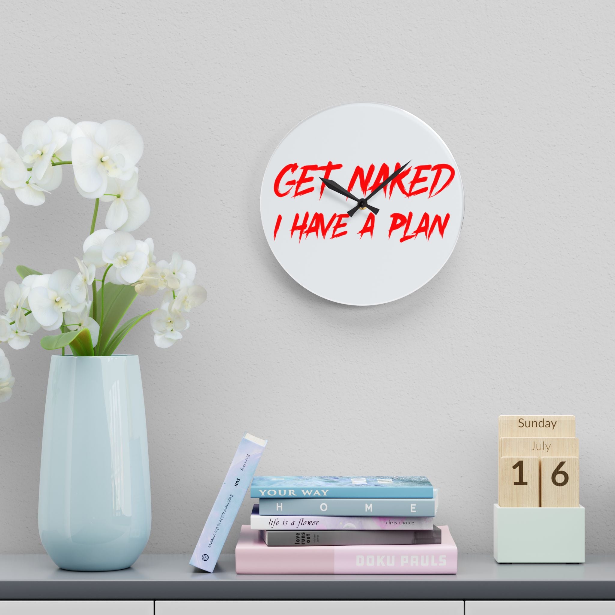 Get Naked Wall Clock – Fun Acrylic Timepiece for Bathroom Decor