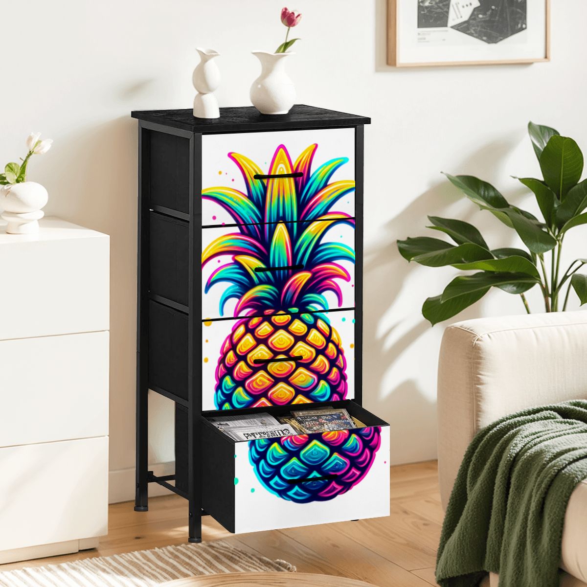 Colorful Upside-Down Pineapple 4-Drawer Dresser
