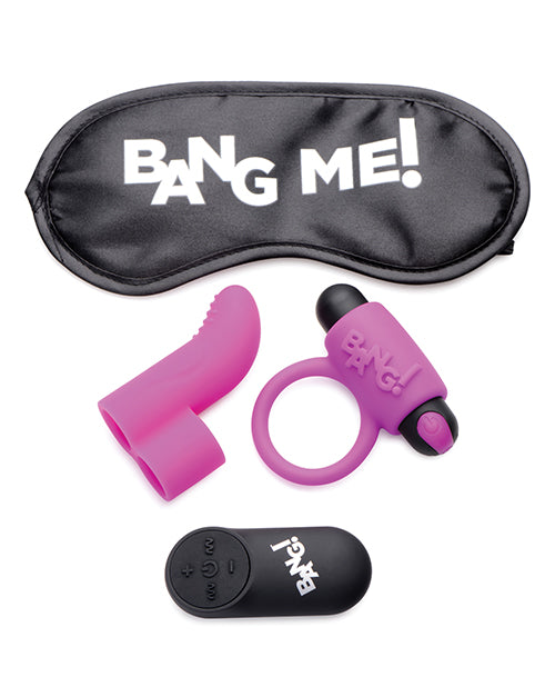 Bang! Couple's Kit: Bullet, Blindfold, Cock Ring & Finger Vibe - Purple