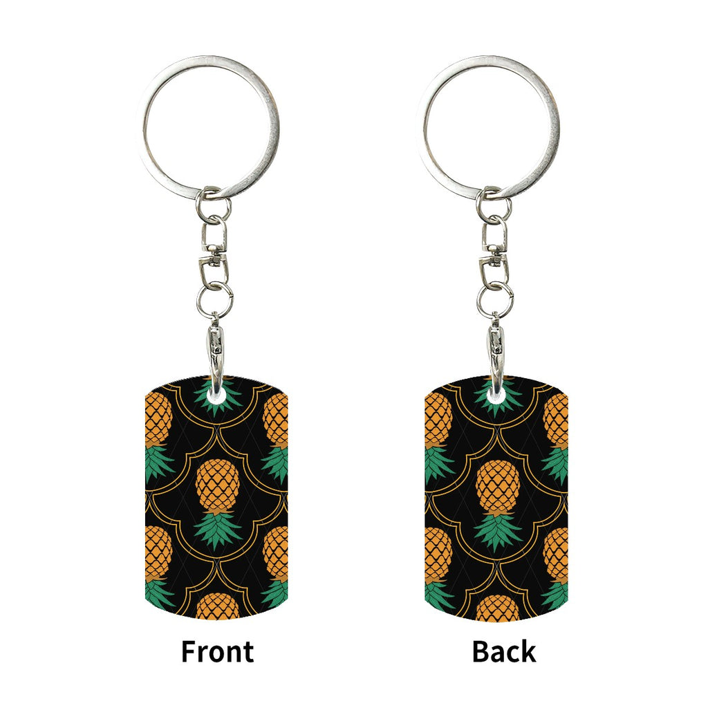 Fancy Upside-Down Pineapple Metal Keychain