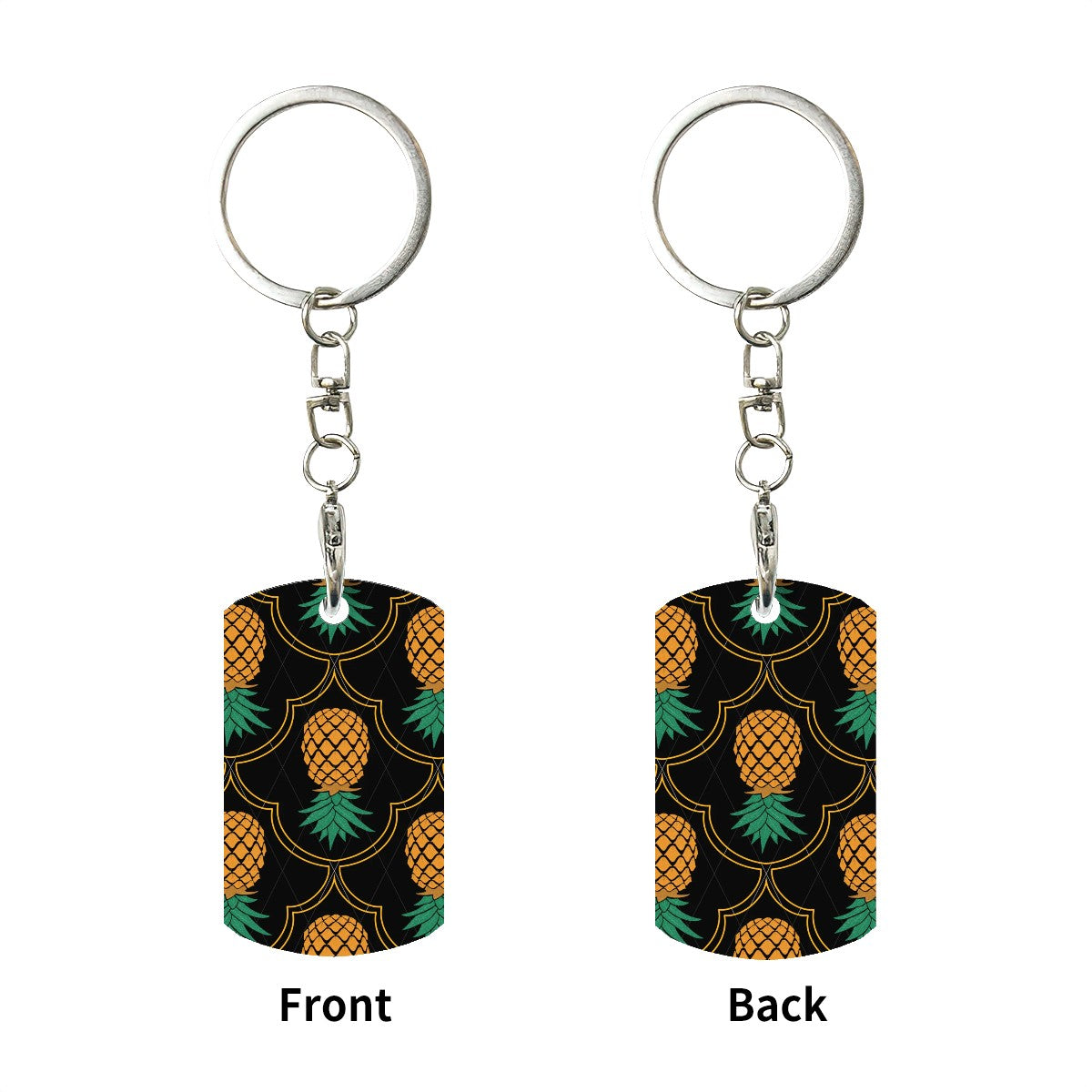 Fancy Upside-Down Pineapple Metal Keychain
