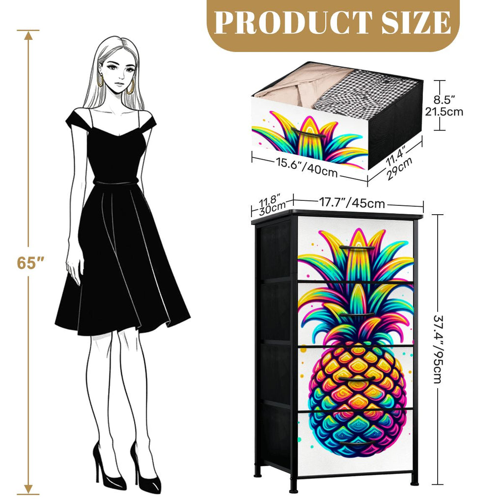 Colorful Upside-Down Pineapple 4-Drawer Dresser
