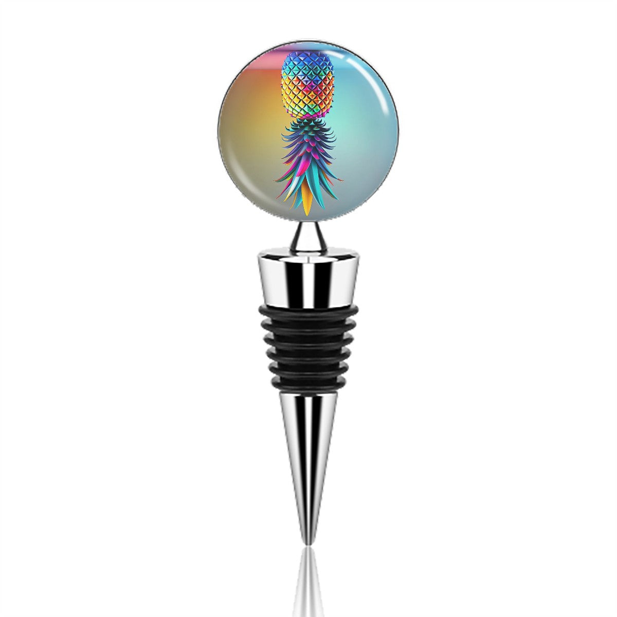 Colorful Upside-Down Pineapple Wine Bottle Stopper