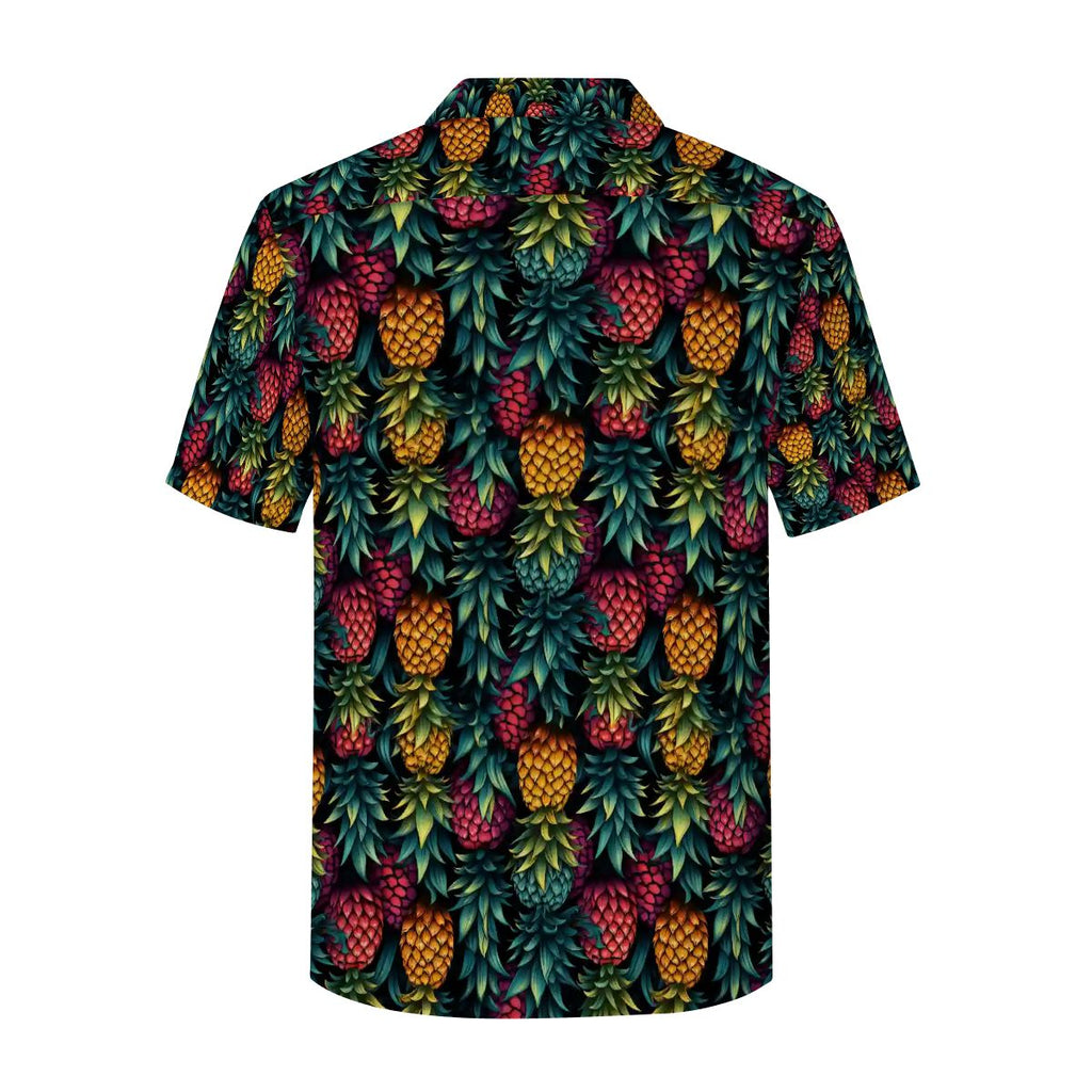 Colorful Pineapple Men's Short-Sleeve Button-Down Shirt