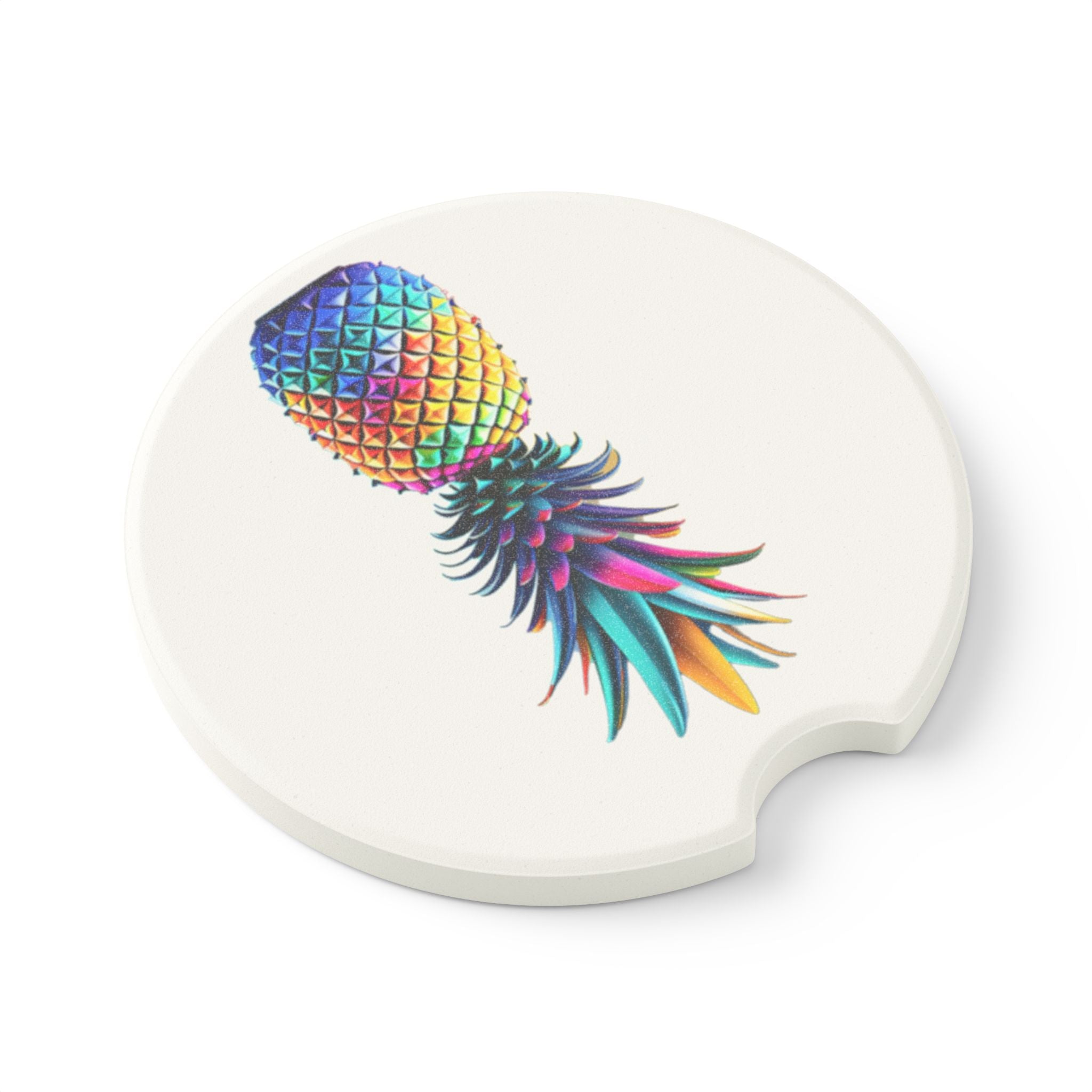Colorful Pineapple Soapstone Car Coaster | Unique Automotive Accessory