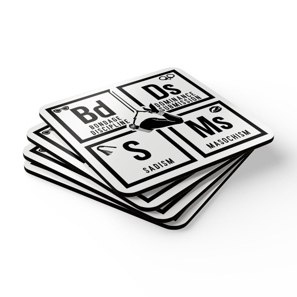 Seductive Bondage-Themed Corkwood Coaster Set - Perfect for Home Bars & BDSM Enthusiasts