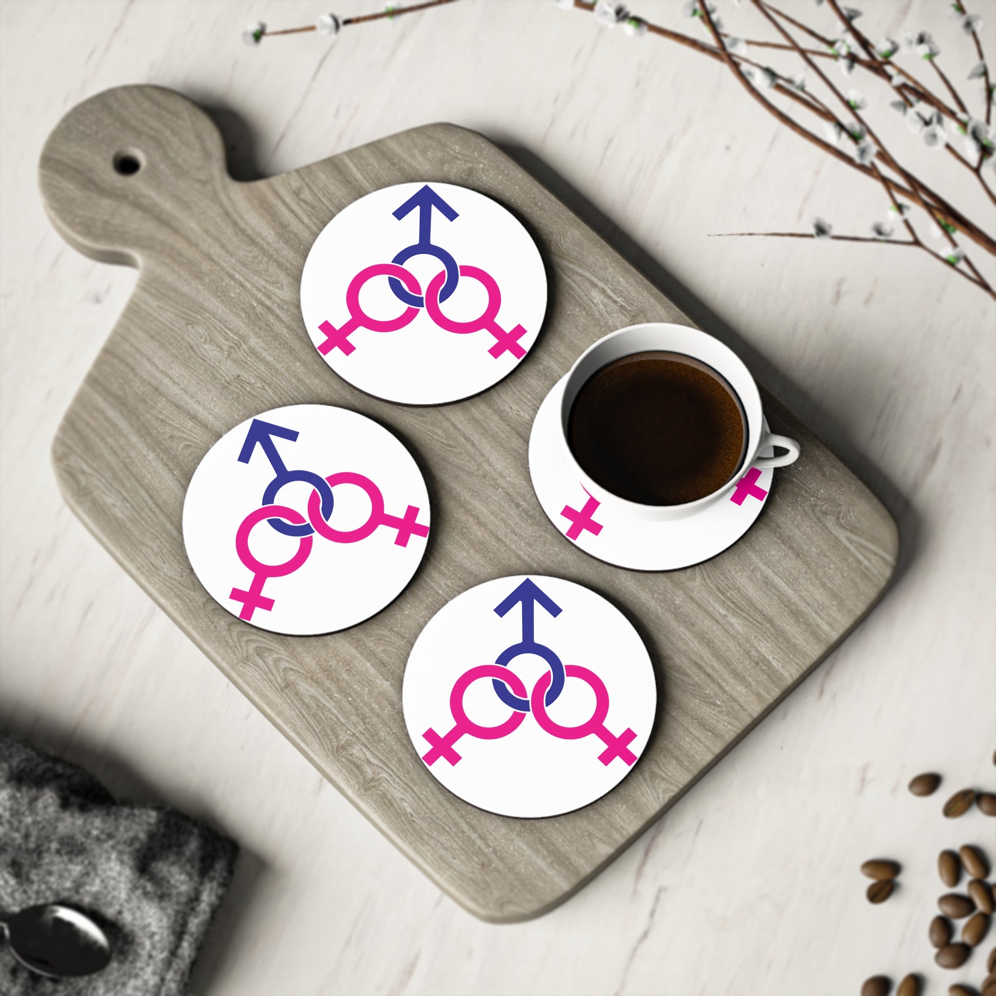 Coasters - Female, Female, and Male Threesome Set