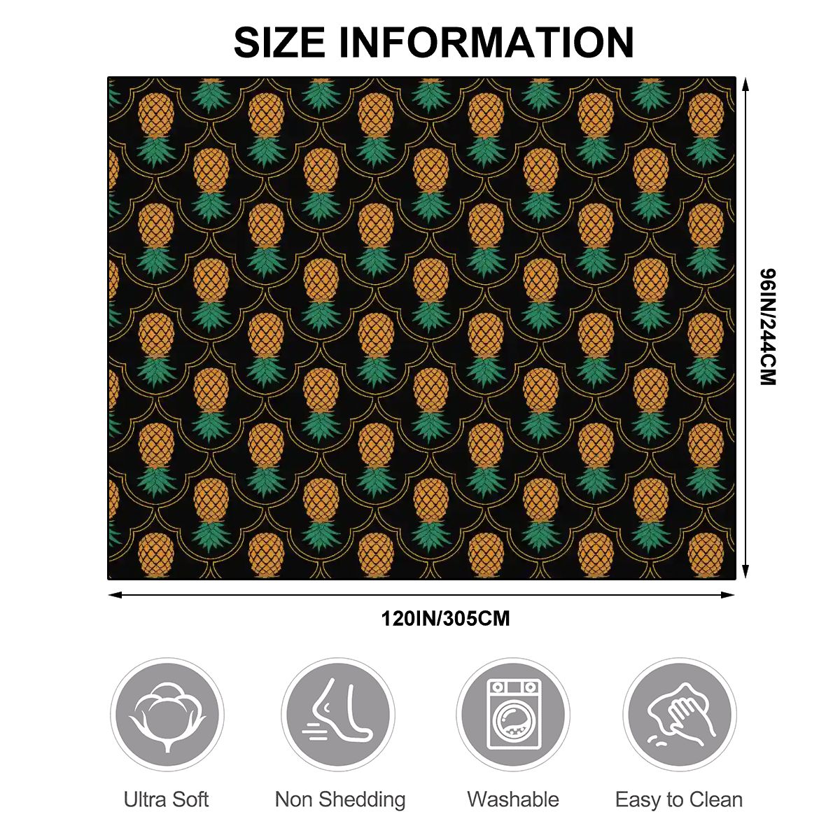 Elegant Upside-Down Pineapple Large Area Rug Floor Carpet (5:4)