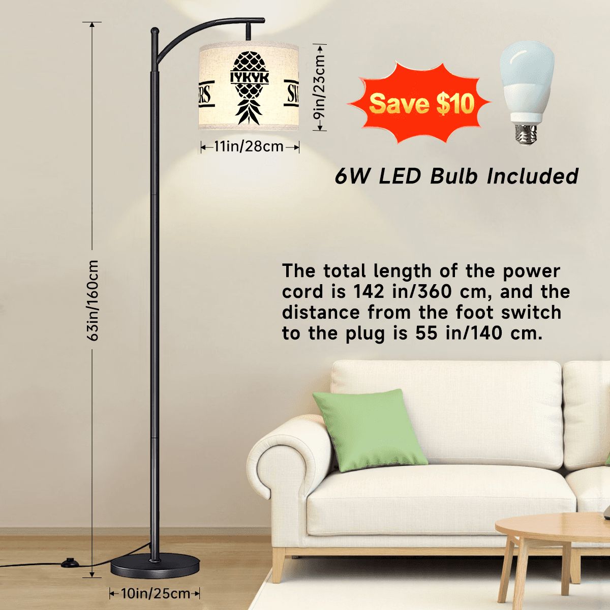 Swinger Inspired Arc Floor Lamp (Made in USA)