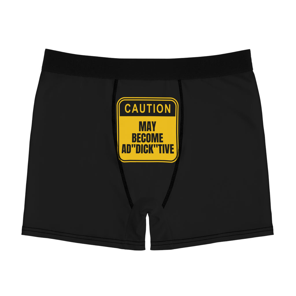 Fun Men's Boxer Briefs - Caution: May Become Ad"Dick"tive with Rainbow Pineapple Design
