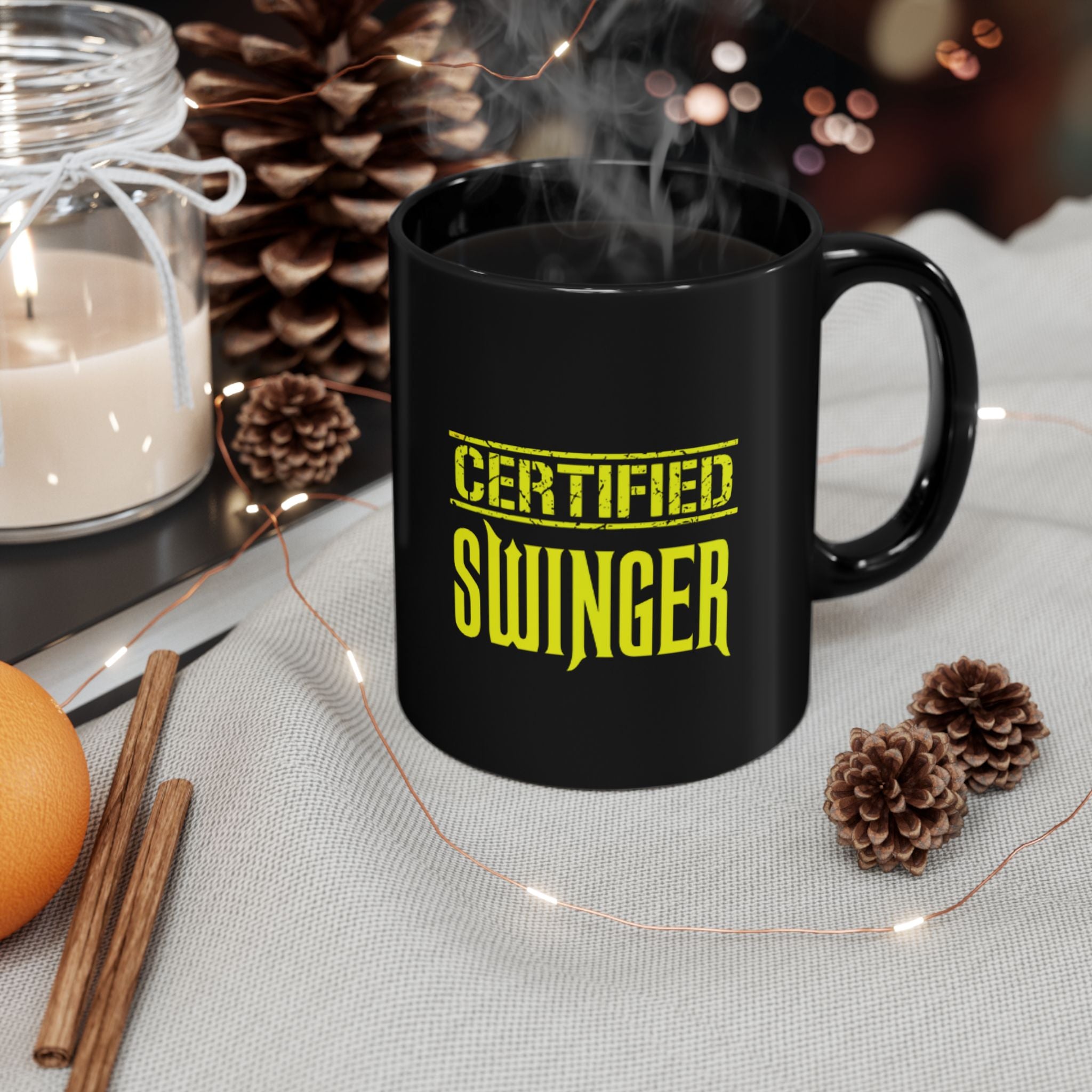 Certified Swinger Black Mug - Fun Gift for Swinger Lifestyle Enthusiasts