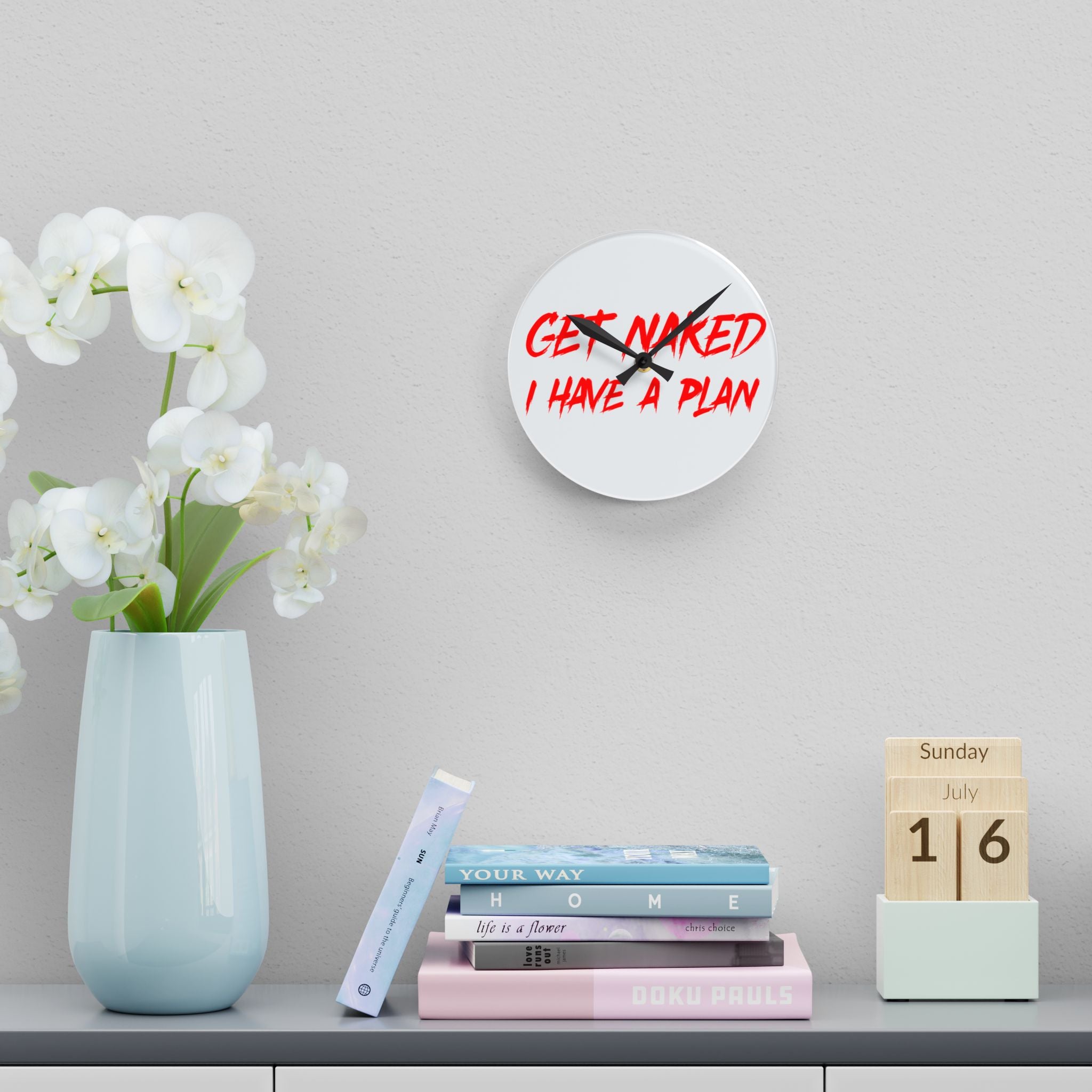 Get Naked Wall Clock – Fun Acrylic Timepiece for Bathroom Decor