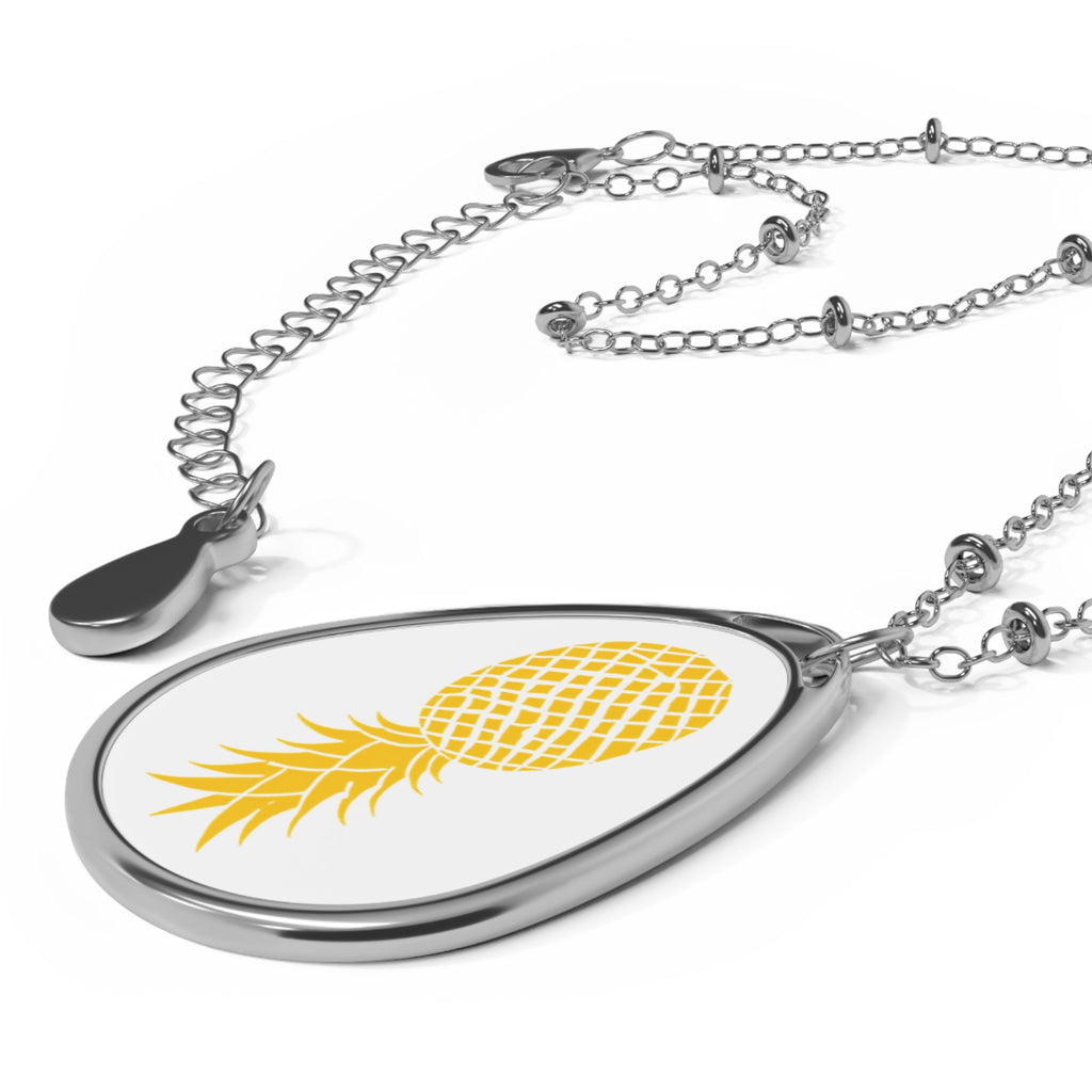 Oval Necklace - Golden Pineapple Design