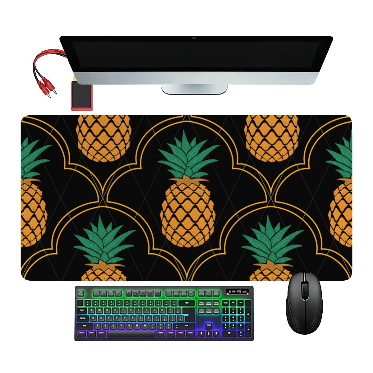 Fancy Upside-Down Pineapple PVC Leather Mouse Pad